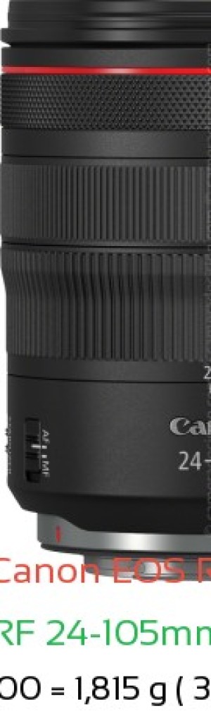 Canon R1 with Canon RF 24-105mm F4L IS Lens Size