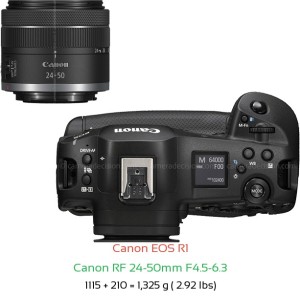 Canon R1 with Canon RF 24-50mm F4.5-6.3 Lens Size