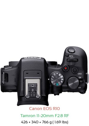 Canon R10 with Tamron 11-20mm F2.8 RF Lens Size