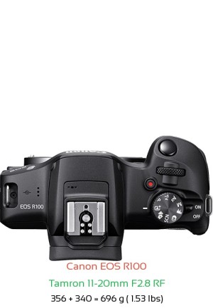 Canon R100 with Tamron 11-20mm F2.8 RF Lens Size