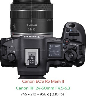 Canon R5 II with Canon RF 24-50mm F4.5-6.3 Lens Size