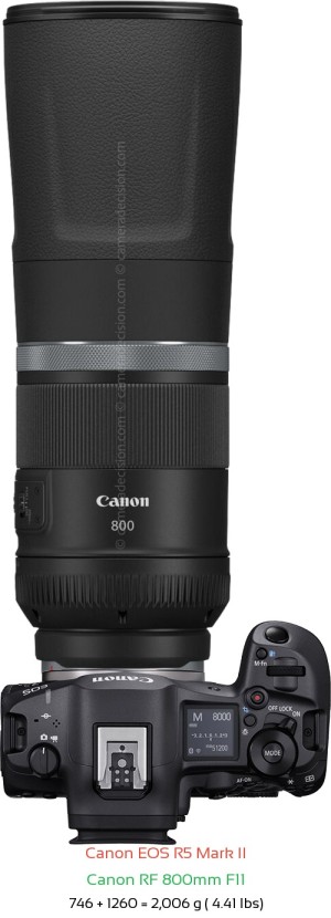 Canon R5 II with Canon RF 800mm F11 Lens Size