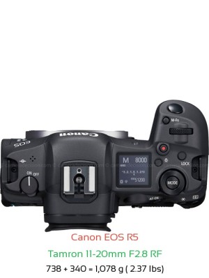 Canon R5 with Tamron 11-20mm F2.8 RF Lens Size