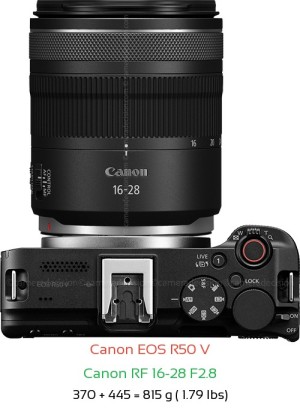 Canon R50 V with Canon RF 16-28 F2.8 Lens Size