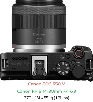 Canon R50 V with Canon RF-S 14-30mm F4-6.3 Lens Size