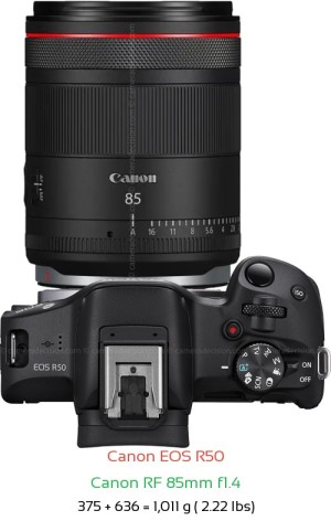 Canon R50 with Canon RF 85mm f1.4 Lens Size