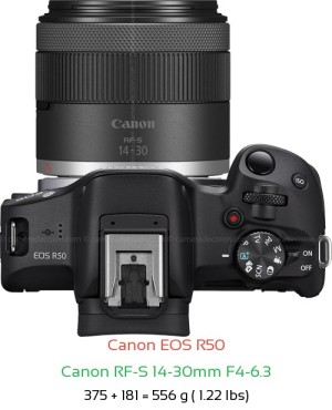 Canon R50 with Canon RF-S 14-30mm F4-6.3 Lens Size