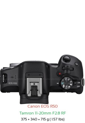 Canon R50 with Tamron 11-20mm F2.8 RF Lens Size