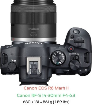 Canon R6 II with Canon RF-S 14-30mm F4-6.3 Lens Size