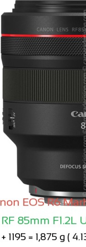 Canon R6 III with Canon RF 85mm F1.2L USM DS Lens Size