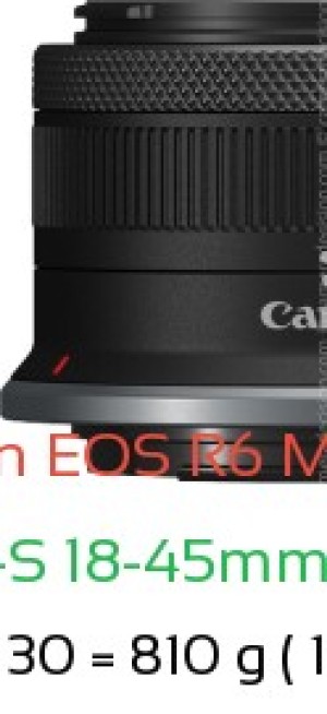 Canon R6 III with Canon RF-S 18-45mm f4.5-6.3 IS Lens Size