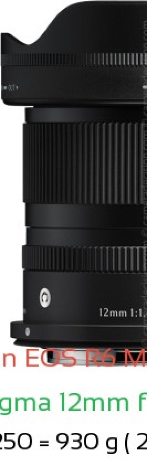 Canon R6 III with Sigma 12mm f1.4 Lens Size