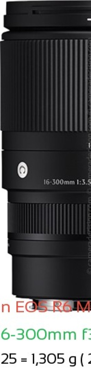 Canon R6 III with Sigma 16-300mm f3.5-6.7 C Lens Size