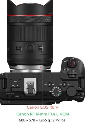 Canon R6 V with Canon RF 14mm F1.4 L VCM Lens Size