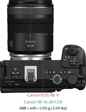 Canon R6 V with Canon RF 16-28 F2.8 Lens Size