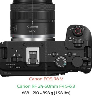 Canon R6 V with Canon RF 24-50mm F4.5-6.3 Lens Size