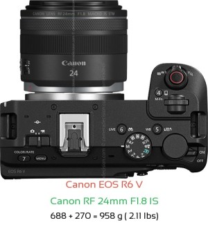 Canon R6 V with Canon RF 24mm F1.8 IS Lens Size