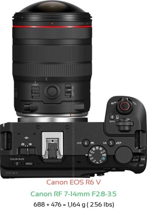 Canon R6 V with Canon RF 7-14mm F2.8-3.5 Lens Size