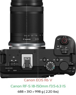Canon R6 V with Canon RF-S 18-150mm f3.5-6.3 IS Lens Size