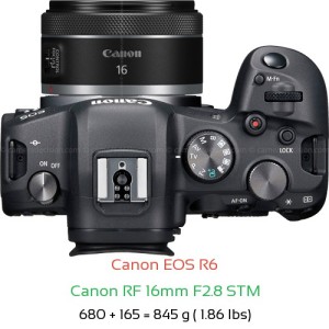 Canon R6 with Canon RF 16mm F2.8 STM Lens Size