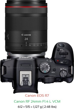 Canon R7 with Canon RF 24mm F1.4 L VCM Lens Size