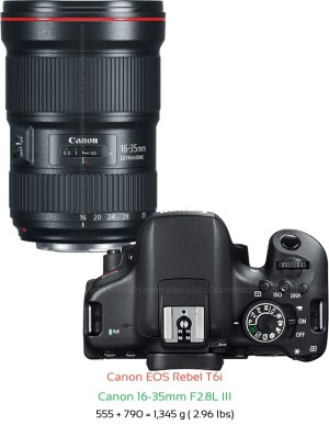 Canon T6i with Canon 16-35mm F2.8L III Lens Size