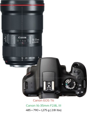 Canon T6 with Canon 16-35mm F2.8L III Lens Size