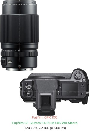 Fujifilm GFX 100 with Fujifilm GF 120mm F4 R LM OIS WR Macro Lens Size