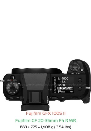 Fujifilm GFX 100S II with Fujifilm GF 20-35mm F4 R WR Lens Size