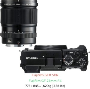Fujifilm GFX 50R with Fujifilm GF 23mm F4 Lens Size