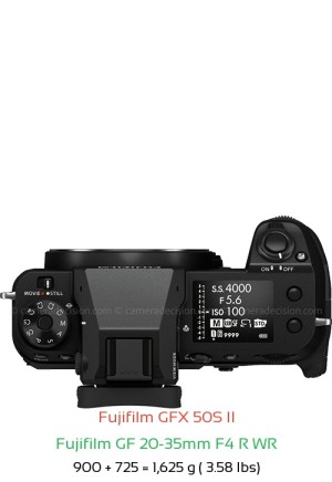 Fujifilm GFX 50S II with Fujifilm GF 20-35mm F4 R WR Lens Size