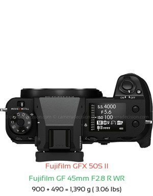 Fujifilm GFX 50S II with Fujifilm GF 45mm F2.8 R WR Lens Size