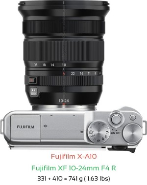 Fujifilm X-A10 with Fujifilm XF 10-24mm F4 R Lens Size
