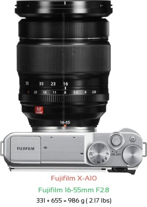 Fujifilm X-A10 with Fujifilm 16-55mm F2.8 Lens Size