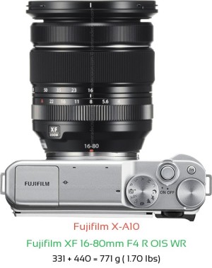 Fujifilm X-A10 with Fujifilm XF 16-80mm F4 R OIS WR Lens Size