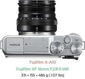 Fujifilm X-A10 with Fujifilm XF 16mm F2.8 R WR Lens Size