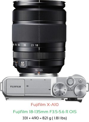 Fujifilm X-A10 with Fujifilm 18-135mm F3.5-5.6 R OIS Lens Size