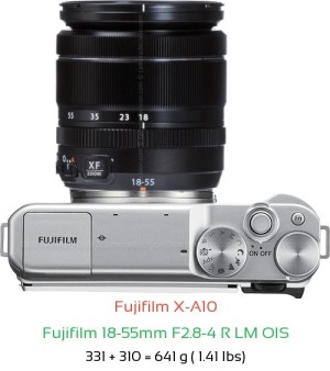 Fujifilm X-A10 with Fujifilm 18-55mm F2.8-4 R LM OIS Lens Size