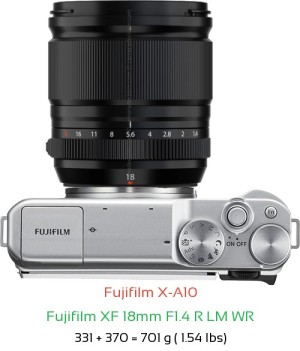 Fujifilm X-A10 with Fujifilm XF 18mm F1.4 R LM WR Lens Size