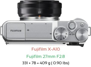 Fujifilm X-A10 with Fujifilm 27mm F2.8 Lens Size