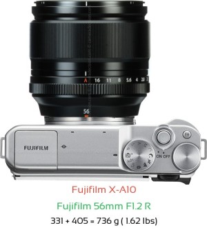 Fujifilm X-A10 with Fujifilm 56mm F1.2 R Lens Size
