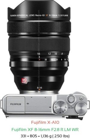 Fujifilm X-A10 with Fujifilm XF 8-16mm F2.8 R LM WR Lens Size