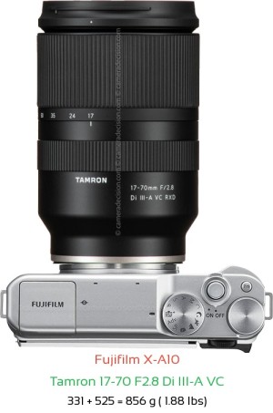 Fujifilm X-A10 with Tamron 17-70 F2.8 Di III-A VC Lens Size