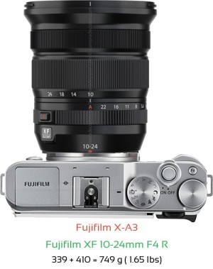 Fujifilm X-A3 with Fujifilm XF 10-24mm F4 R Lens Size