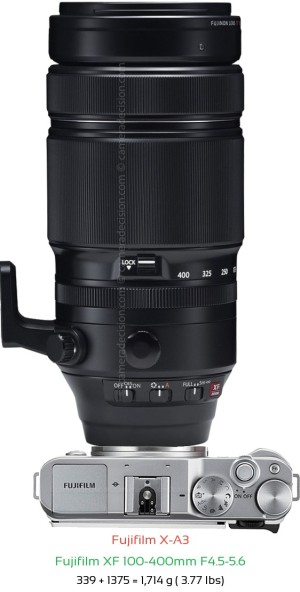 Fujifilm X-A3 with Fujifilm XF 100-400mm F4.5-5.6 Lens Size