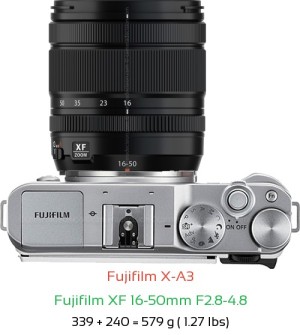 Fujifilm X-A3 with Fujifilm XF 16-50mm F2.8-4.8 Lens Size