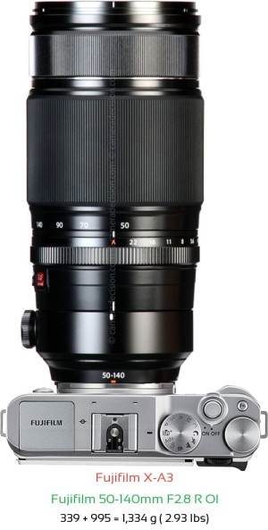 Fujifilm X-A3 with Fujifilm 50-140mm F2.8 R OI Lens Size