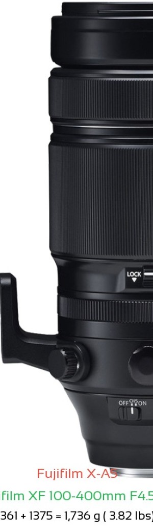 Fujifilm X-A5 with Fujifilm XF 100-400mm F4.5-5.6 Lens Size