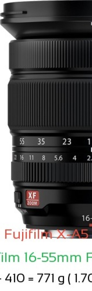 Fujifilm X-A5 with Fujifilm 16-55mm F2.8 II Lens Size
