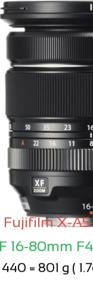 Fujifilm X-A5 with Fujifilm XF 16-80mm F4 R OIS WR Lens Size